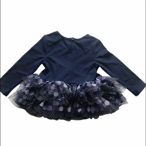 Pippa & Julie Tutu Tulle Ruffles Top Dots Shine Baby Girl 12 months Black Blue - Picture 5 of 13